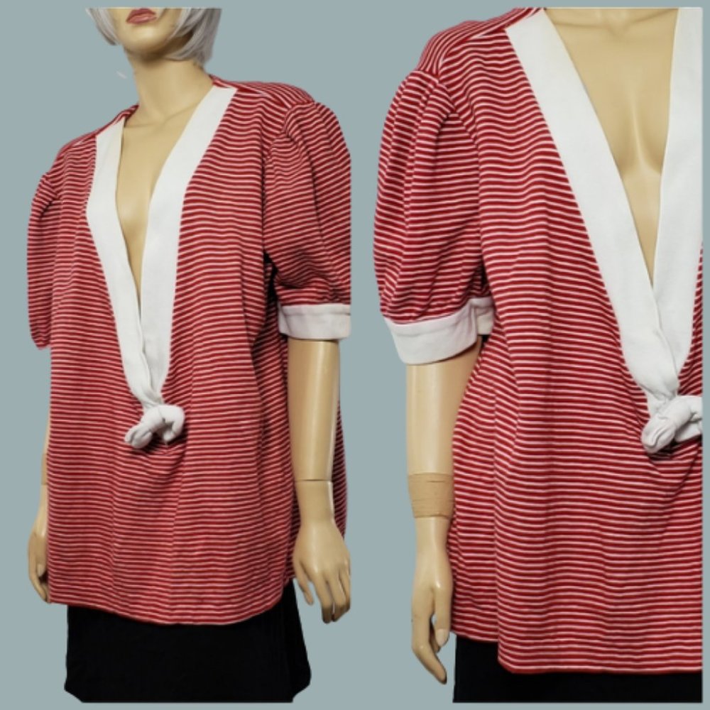 Vintage Cotton Sailor Stripe Deep V Plus Size 20